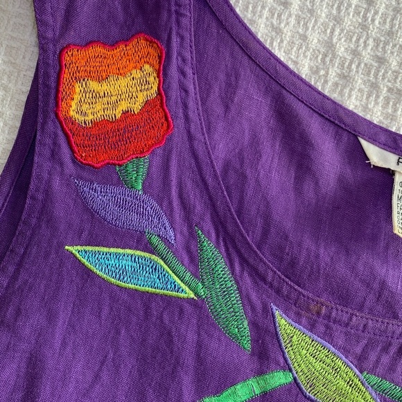 Rediffusion embroidered linen tank size 12 purple - Picture 7 of 8